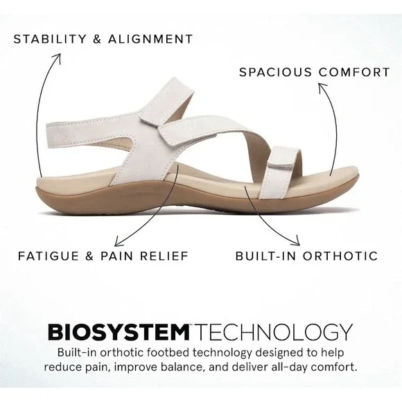 ABEO White Sandal Oasis Leather Womens 7 Medium Adjustable Straps New In Box - Picture 3 of 8